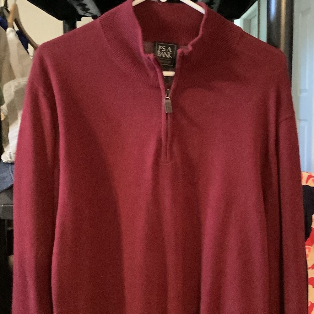 Jos. A. Bank Traveler Men's garnet‎ 1/4 zip sweater, XL
